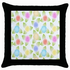 Fruit Grapes Purple Yellow Blue Pink Rainbow Leaf Green Throw Pillow Case (black) by Mariart