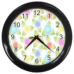 Fruit Grapes Purple Yellow Blue Pink Rainbow Leaf Green Wall Clocks (black) by Mariart