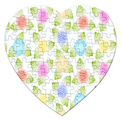 Fruit Grapes Purple Yellow Blue Pink Rainbow Leaf Green Jigsaw Puzzle (heart) by Mariart