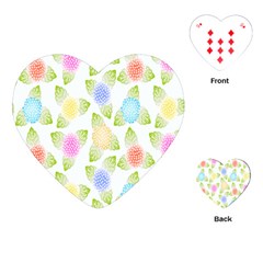 Fruit Grapes Purple Yellow Blue Pink Rainbow Leaf Green Playing Cards (heart)  by Mariart