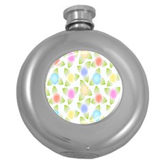 Fruit Grapes Purple Yellow Blue Pink Rainbow Leaf Green Round Hip Flask (5 Oz) by Mariart