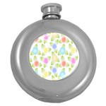 Fruit Grapes Purple Yellow Blue Pink Rainbow Leaf Green Round Hip Flask (5 oz) Front