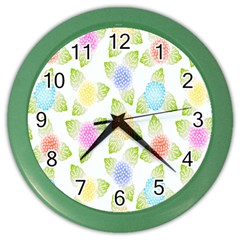 Fruit Grapes Purple Yellow Blue Pink Rainbow Leaf Green Color Wall Clocks by Mariart