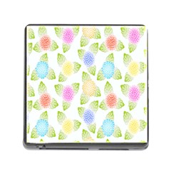 Fruit Grapes Purple Yellow Blue Pink Rainbow Leaf Green Memory Card Reader (square) by Mariart