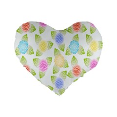 Fruit Grapes Purple Yellow Blue Pink Rainbow Leaf Green Standard 16  Premium Heart Shape Cushions by Mariart