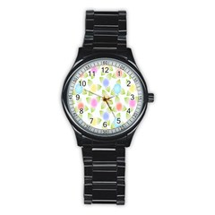 Fruit Grapes Purple Yellow Blue Pink Rainbow Leaf Green Stainless Steel Round Watch by Mariart