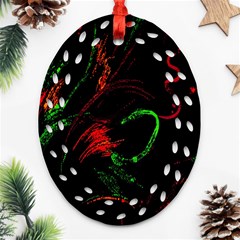 Paint Black Red Green Oval Filigree Ornament (two Sides) by Mariart