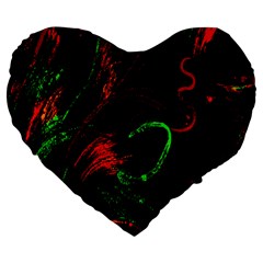 Paint Black Red Green Large 19  Premium Heart Shape Cushions by Mariart