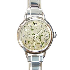 Leaf Sexy Green Gray Round Italian Charm Watch