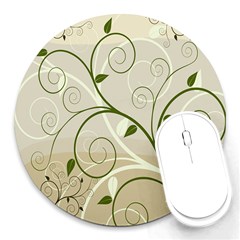 Leaf Sexy Green Gray Round Mousepads by Mariart