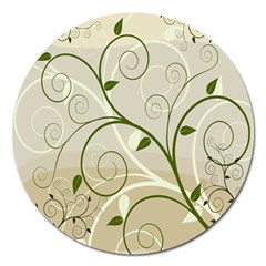 Leaf Sexy Green Gray Magnet 5  (round) by Mariart