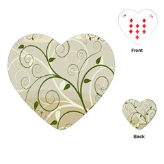 Leaf Sexy Green Gray Playing Cards (heart)  by Mariart