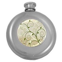 Leaf Sexy Green Gray Round Hip Flask (5 Oz) by Mariart