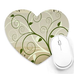 Leaf Sexy Green Gray Heart Mousepads by Mariart