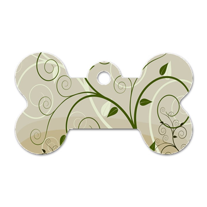 Leaf Sexy Green Gray Dog Tag Bone (Two Sides)