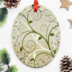 Leaf Sexy Green Gray Oval Filigree Ornament (two Sides) by Mariart