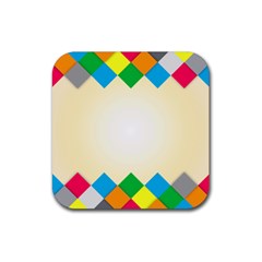 Plaid Wave Chevron Rainbow Color Rubber Coaster (square)  by Mariart