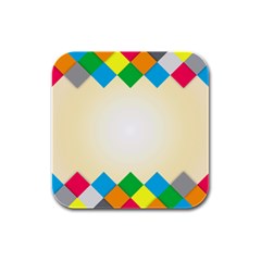 Plaid Wave Chevron Rainbow Color Rubber Square Coaster (4 Pack)  by Mariart