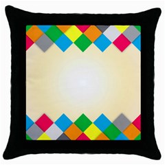 Plaid Wave Chevron Rainbow Color Throw Pillow Case (black) by Mariart