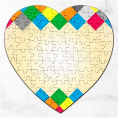 Plaid Wave Chevron Rainbow Color Jigsaw Puzzle (heart) by Mariart