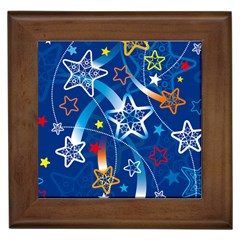 Line Star Space Blue Sky Light Rainbow Red Orange White Yellow Framed Tiles by Mariart