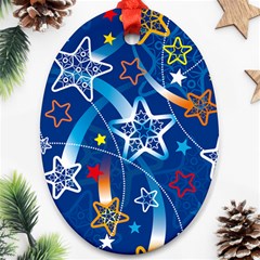 Line Star Space Blue Sky Light Rainbow Red Orange White Yellow Ornament (oval) by Mariart