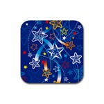 Line Star Space Blue Sky Light Rainbow Red Orange White Yellow Rubber Coaster (Square)  Front