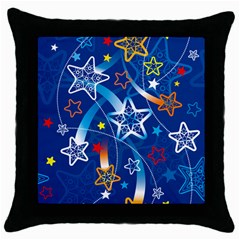 Line Star Space Blue Sky Light Rainbow Red Orange White Yellow Throw Pillow Case (black) by Mariart