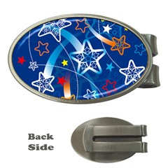 Line Star Space Blue Sky Light Rainbow Red Orange White Yellow Money Clips (oval)  by Mariart