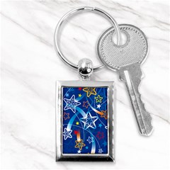 Line Star Space Blue Sky Light Rainbow Red Orange White Yellow Key Chains (rectangle)  by Mariart