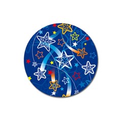 Line Star Space Blue Sky Light Rainbow Red Orange White Yellow Magnet 3  (round) by Mariart