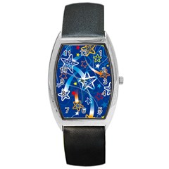 Line Star Space Blue Sky Light Rainbow Red Orange White Yellow Barrel Style Metal Watch by Mariart