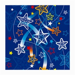 Line Star Space Blue Sky Light Rainbow Red Orange White Yellow Medium Glasses Cloth (2-side) by Mariart