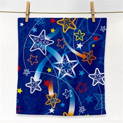 Line Star Space Blue Sky Light Rainbow Red Orange White Yellow Face Towel by Mariart