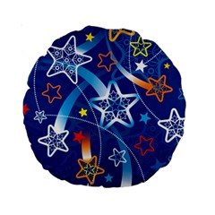 Line Star Space Blue Sky Light Rainbow Red Orange White Yellow Standard 15  Premium Round Cushions by Mariart