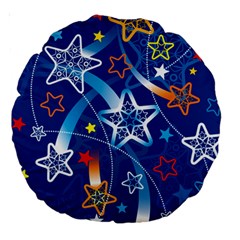 Line Star Space Blue Sky Light Rainbow Red Orange White Yellow Large 18  Premium Round Cushions by Mariart