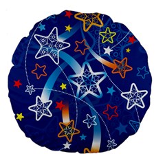 Line Star Space Blue Sky Light Rainbow Red Orange White Yellow Large 18  Premium Flano Round Cushions by Mariart