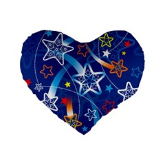 Line Star Space Blue Sky Light Rainbow Red Orange White Yellow Standard 16  Premium Flano Heart Shape Cushions by Mariart