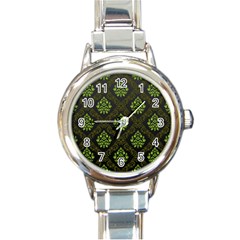 Leaf Green Round Italian Charm Watch by Mariart