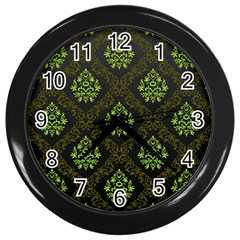 Leaf Green Wall Clocks (black) by Mariart