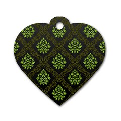 Leaf Green Dog Tag Heart (two Sides)