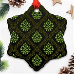 Leaf Green Snowflake Ornament (Two Sides) Front