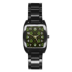 Leaf Green Stainless Steel Barrel Watch