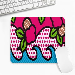 Rose Floral Circle Line Polka Dot Leaf Pink Blue Green Large Mousepads by Mariart