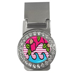 Rose Floral Circle Line Polka Dot Leaf Pink Blue Green Money Clips (cz)  by Mariart