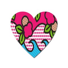 Rose Floral Circle Line Polka Dot Leaf Pink Blue Green Heart Magnet by Mariart