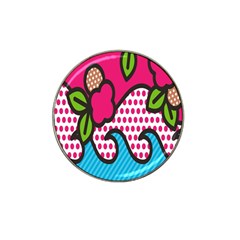 Rose Floral Circle Line Polka Dot Leaf Pink Blue Green Hat Clip Ball Marker by Mariart