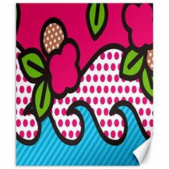 Rose Floral Circle Line Polka Dot Leaf Pink Blue Green Canvas 8  X 10  by Mariart