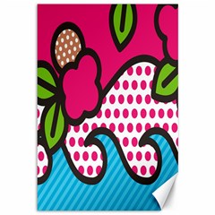 Rose Floral Circle Line Polka Dot Leaf Pink Blue Green Canvas 12  X 18   by Mariart