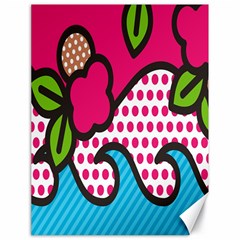 Rose Floral Circle Line Polka Dot Leaf Pink Blue Green Canvas 18  X 24   by Mariart